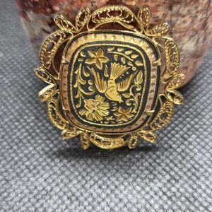 Damascene Brooch with Filigree Frame